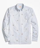 Brooks Brothers Pheasant-embroidered Striped Oxford Sport Shirt