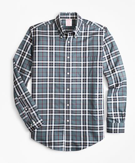 Brooks Brothers Non-iron Madison Fit Grey Tartan Sport Shirt