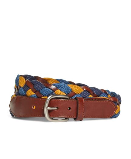 Brooks Brothers Cotton And Leather Woven Belt