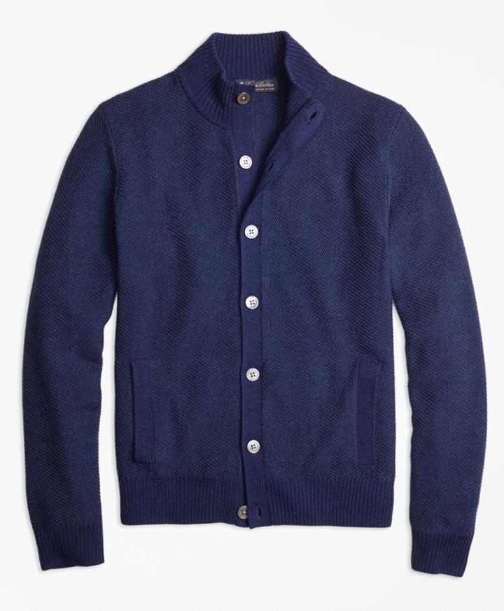 Brooks Brothers Men's Italian Merino Wool Twill Stitch Cardigan