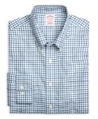 Brooks Brothers Men's Supima Cotton Non-iron Regular Fit Blue Check Twill Sport Shirt