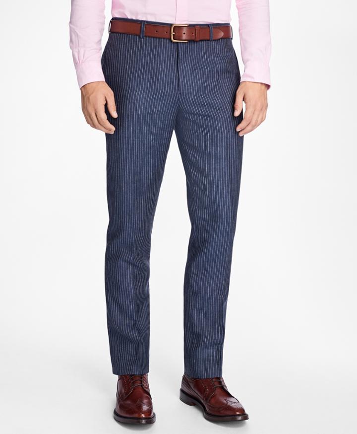 Brooks Brothers Men's Slim-fit Pinstripe Linen Suit Trousers