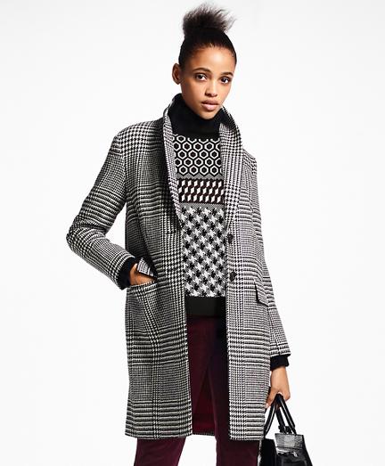 Brooks Brothers Glen Plaid Wool Cocoon Coat
