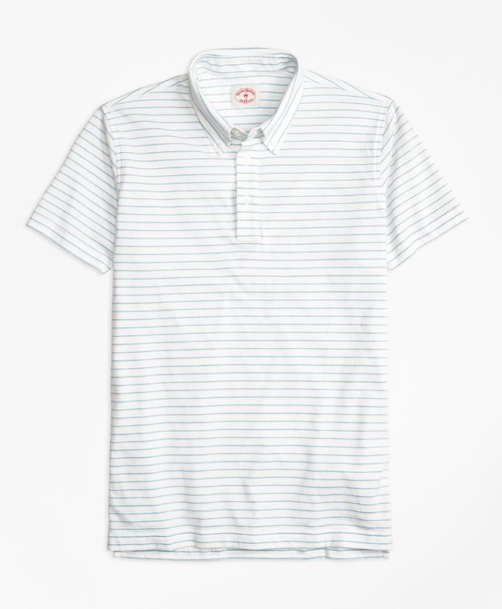 Brooks Brothers Men's Jacquard Feeder-stripe Polo Shirt