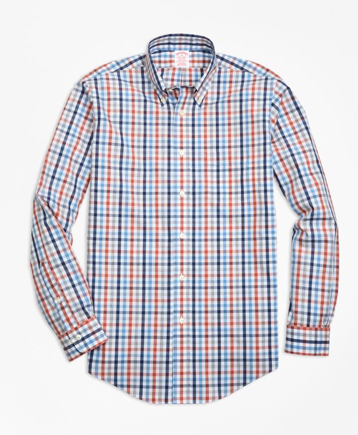 Brooks Brothers Men's Non-iron Madison Fit Heathered Multi-gingham Sport Shirt