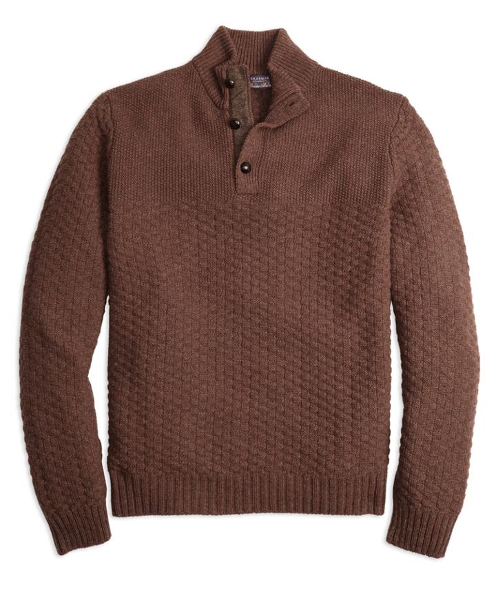 Brooks Brothers Men's Braemar For Brooks Brothers Button Mockneck Sweater