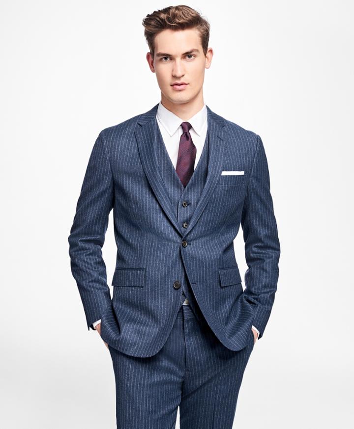 Brooks Brothers Men's Chalk-stripe Stretch-wool Suit Jacket