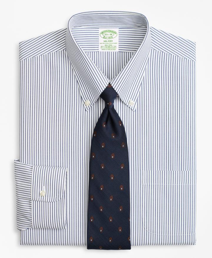 Brooks Brothers Men's Stretch Extra Slim Fit Slim-fit Dress Shirt, Non-iron Pencil Stripe