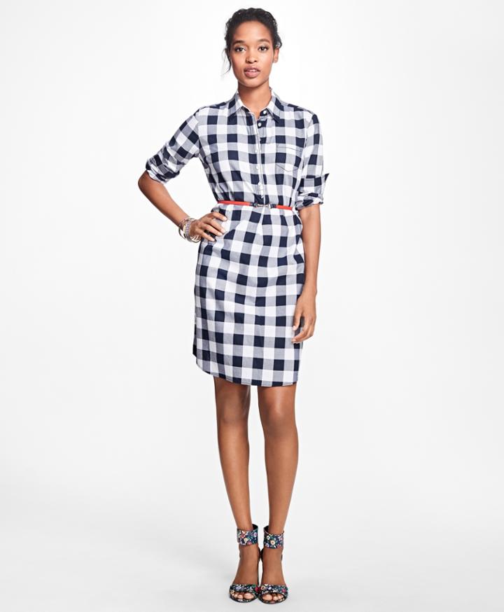 Brooks Brothers Women's Gingham Cotton Twill Shirtdress