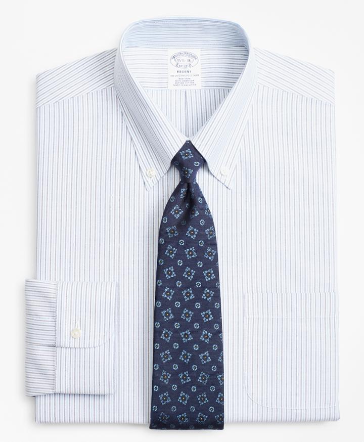 Brooks Brothers Men's Brookscool Slim Fitted Dress Shirt, Non-iron Alternating Stripe