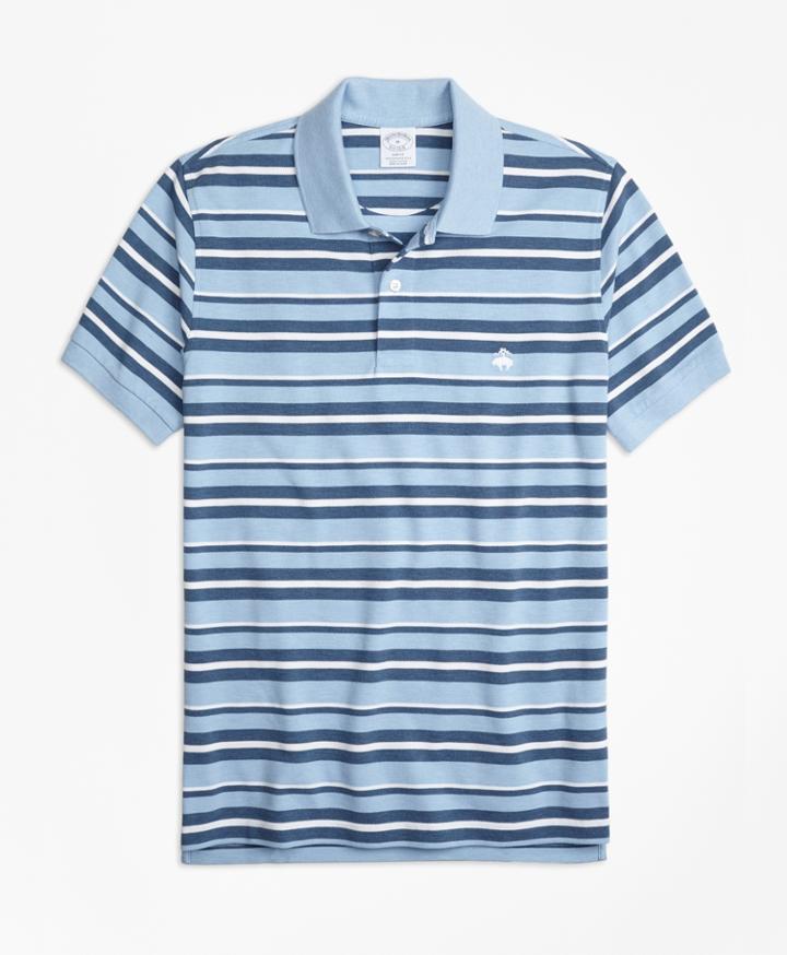 Brooks Brothers Men's Slim Fit Supima Cotton Pique Varied Stripe Polo Shirt