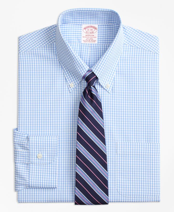 Brooks Brothers Men's Stretch Regular Fit Classic-fit Dress Shirt, Non-iron Gingham