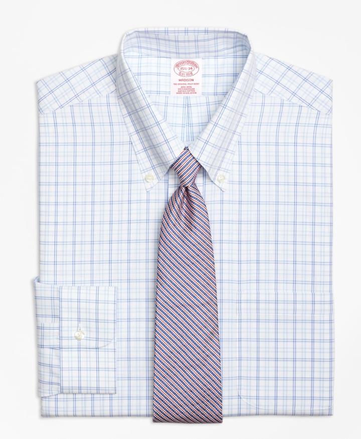 Brooks Brothers Men's Regular Fit Classic-fit Dress Shirt, Non-iron Alternating Twin Tattersall