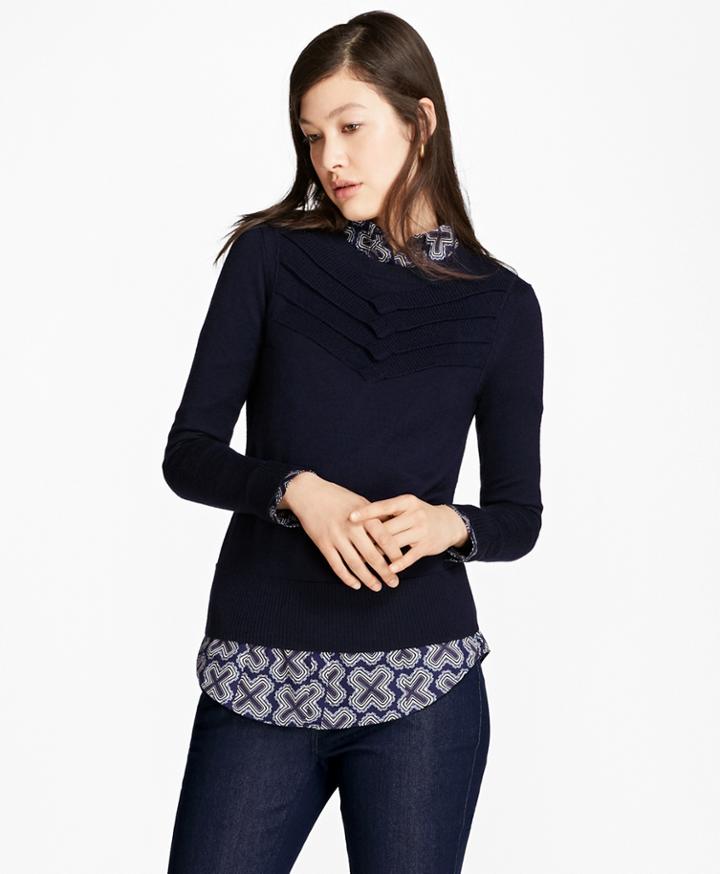 Brooks Brothers Women's Chevron Merino Wool-silk-cashmere Sweater