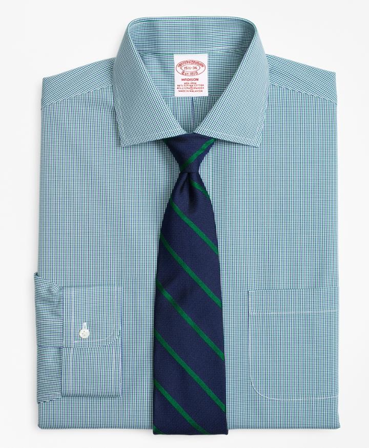 Brooks Brothers Men's Stretch Regular Fit Classic-fit Dress Shirt, Non-iron Two-tone Gingham