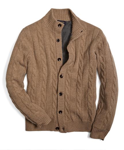 Brooks Brothers Lined Cable Button-down Cardigan