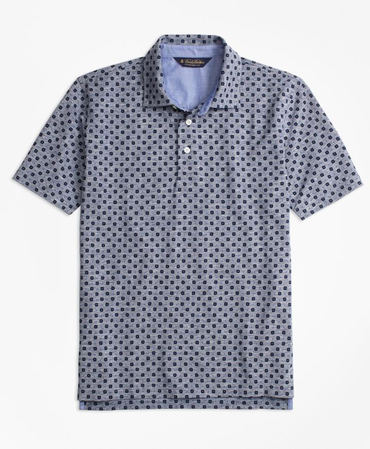 Brooks Brothers Men's Original Fit Indigo Print Polo Shirt