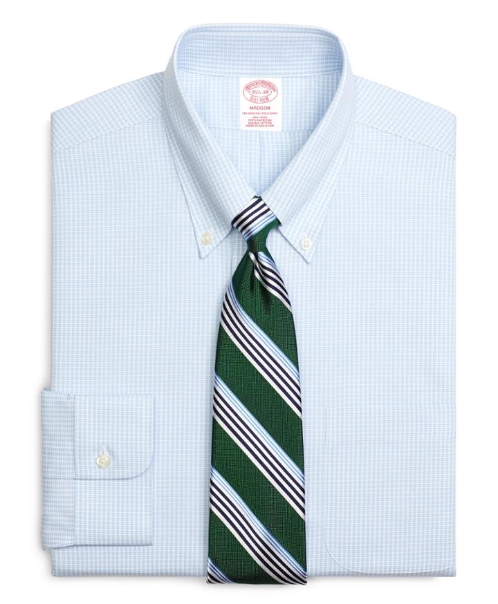 Brooks Brothers Men's Regular Fit Classic-fit Dress Shirt, Non-iron Micro Check