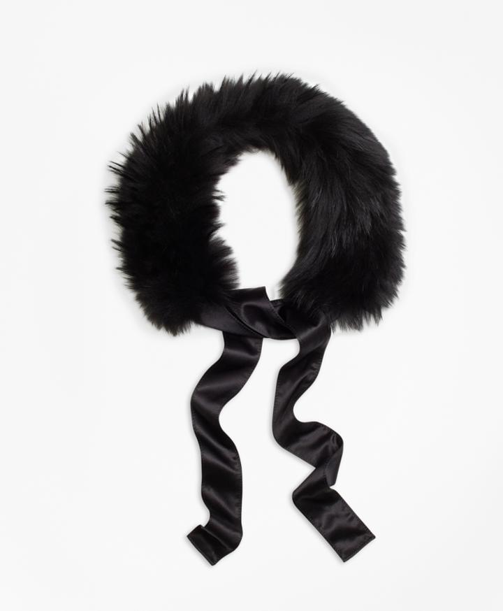 Brooks Brothers Women's Raccoon Fur Collar With Silk Crepe Ribbon Tie