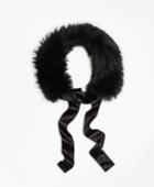 Brooks Brothers Women's Raccoon Fur Collar With Silk Crepe Ribbon Tie