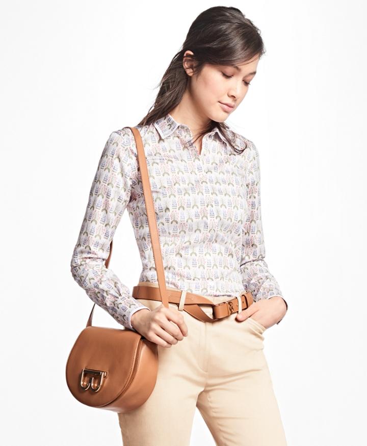 Brooks Brothers Women's Tailored-fit Floral Cotton-sateen Shirt