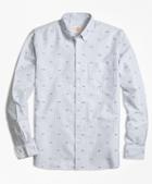 Brooks Brothers Stripe Ny Print Oxford Sport Shirt