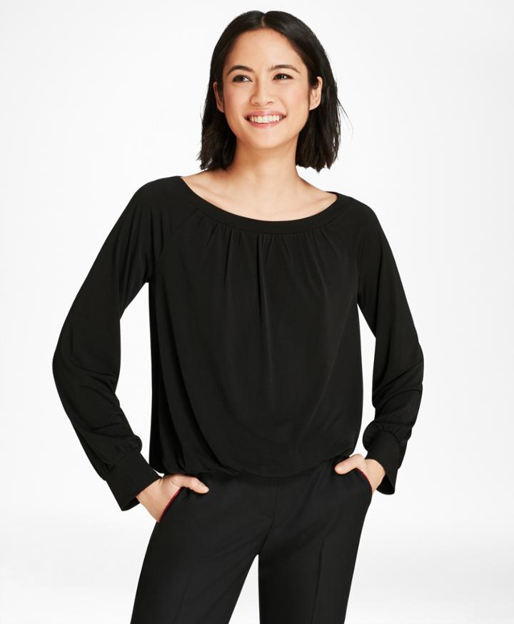 Brooks Brothers Women's Ruched Jersey Blouson Top