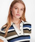 Brooks Brothers Women's Striped Bird's-eye-knit Cotton Polo Sweater