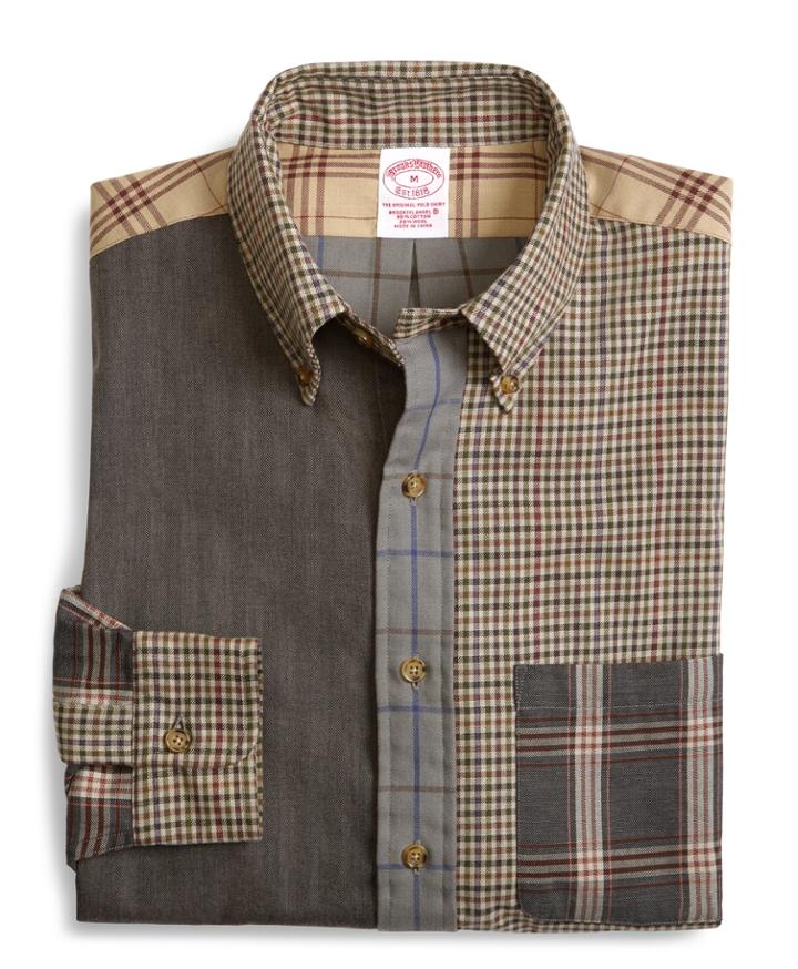 Brooks Brothers Men's Brooksflannel Regular Fit Pieced Fun Sport Shirt
