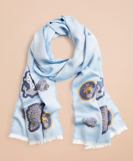 Brooks Brothers Patch-embellished Silk-cotton-blend Scarf