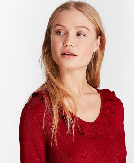 Brooks Brothers Ruffle-trimmed Sparkle-knit  Sweater