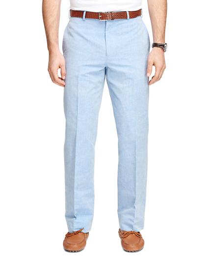 Brooks Brothers Fitzgerald Fit Plain-front Chambray Dress Trousers