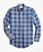 Brooks Brothers Non-iron Milano Fit Blue Tartan Sport Shirt