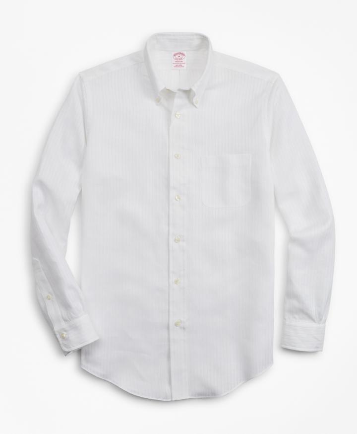Brooks Brothers Men's Madison Fit Textured Stripe Irish Linen Sport Shirt