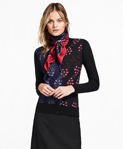 Brooks Brothers Floral-print Merino Wool Cardigan