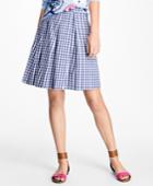 Brooks Brothers Women's Gingham Stretch-cotton Pleated Skirt