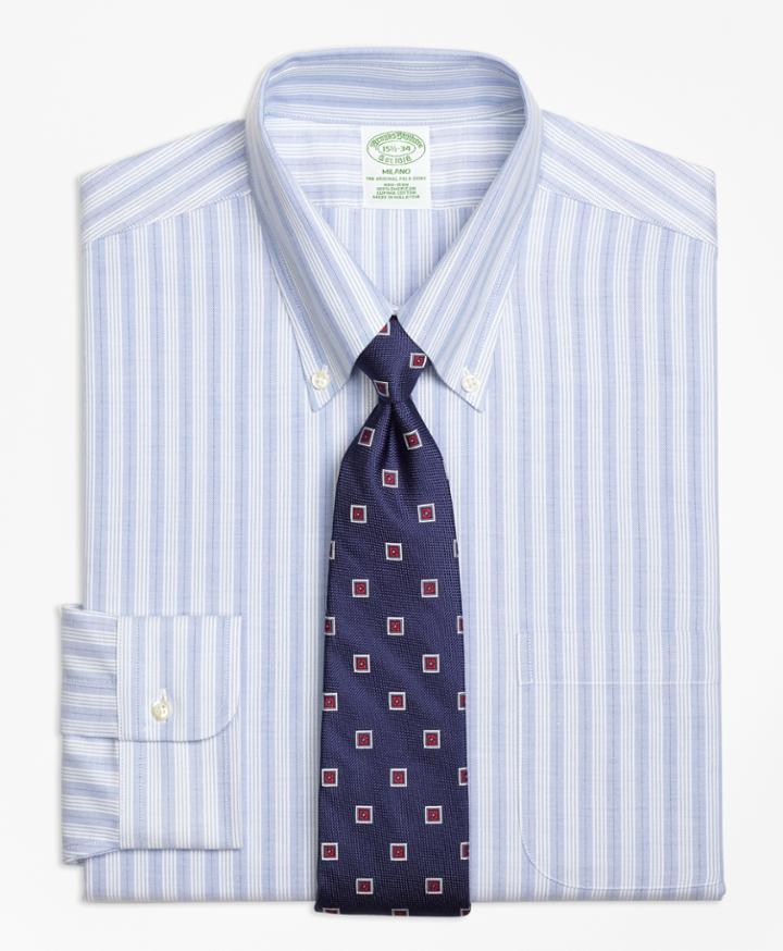 Brooks Brothers Men's Non-iron Brookscool Extra Slim Fit Split Stripe Dress Shirt