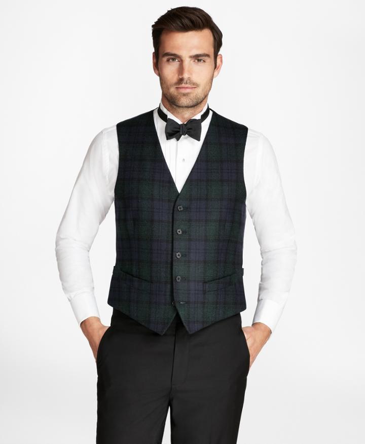 Brooks Brothers Men's Black Watch Vest