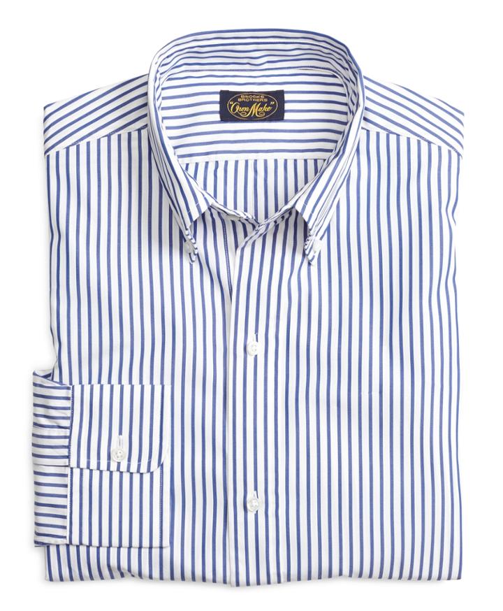 Brooks Brothers Men's Own Make Blue Bold Stripe Sport Shirt