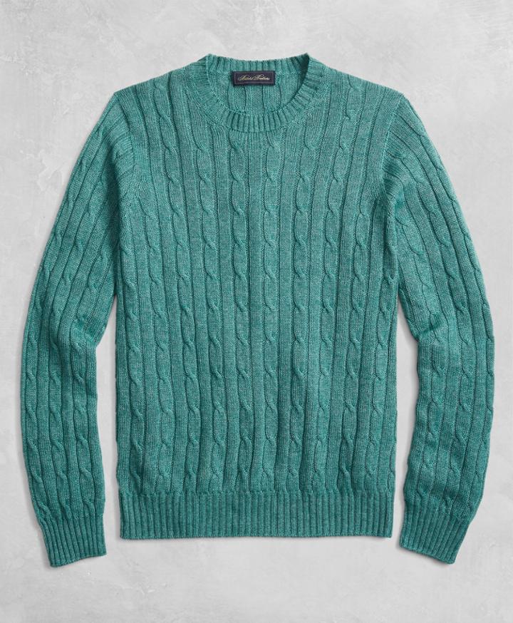Brooks Brothers Men's Golden Fleece 3-d Knit Cable Crewneck Sweater