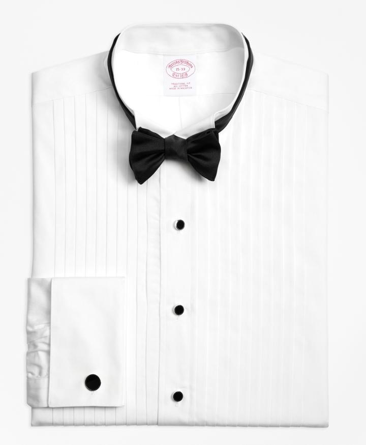 Brooks Brothers Men's Traditional Fit Ten-pleat Wing Collar Tuxedo Shirt