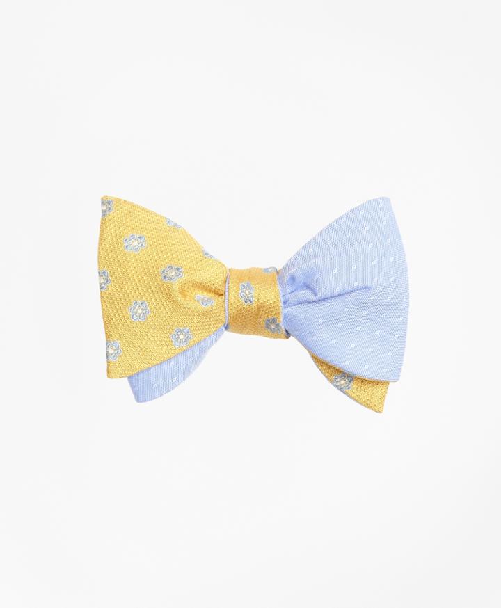 Brooks Brothers Men's Textured Framed Flower With Diamond Dobby Reversible Bow Tie