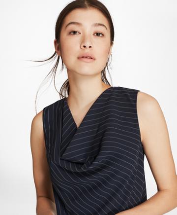 Brooks Brothers Pinstripe Cowl-neck Top