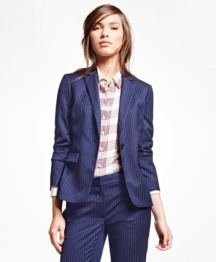 Brooks Brothers Women's Wool Blend Pinstripe Jacket