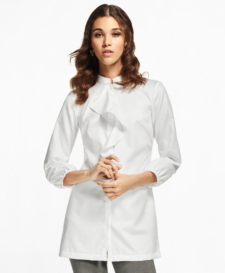 Brooks Brothers Women's Ruffle-neck Cotton Jacquard Tunic