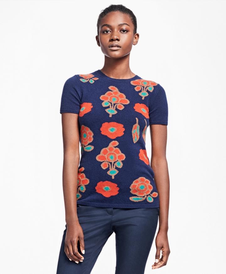 Brooks Brothers Women's Cashmere Floral Intarsia Sweater