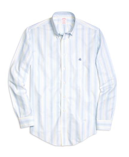 Brooks Brothers Non-iron Madison Fit  Chambray Stripe Sport Shirt