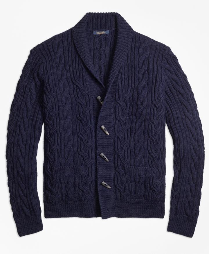 Brooks Brothers Men's Handknit Twisted Cable Cardigan