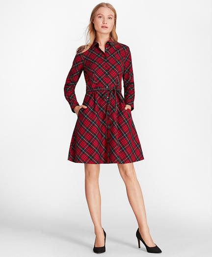 Brooks Brothers Plaid Cotton Twill A-line Shirt Dress