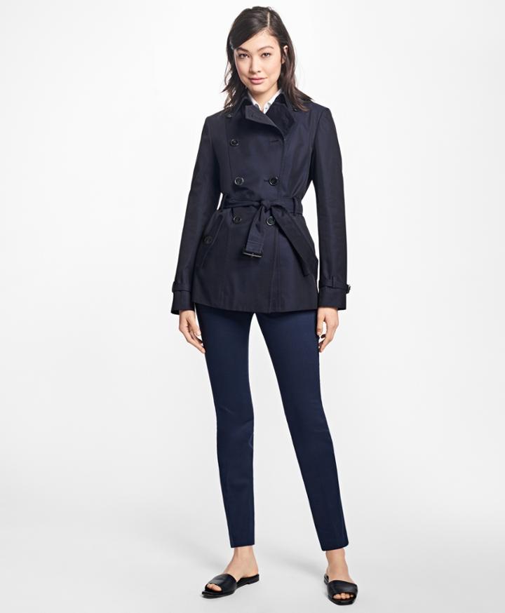 Brooks Brothers Women's Cotton Twill Double-breasted Trench Coat